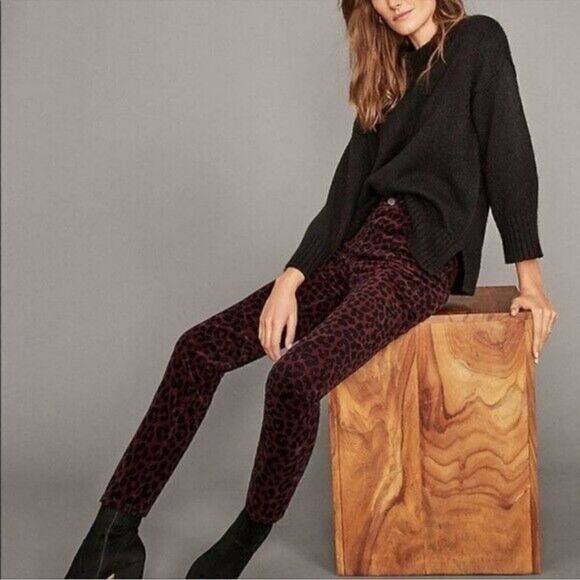 Ann Taylor Velvet High Rise Straight Leg Pant in Leopard Print - Picture 2 of 9